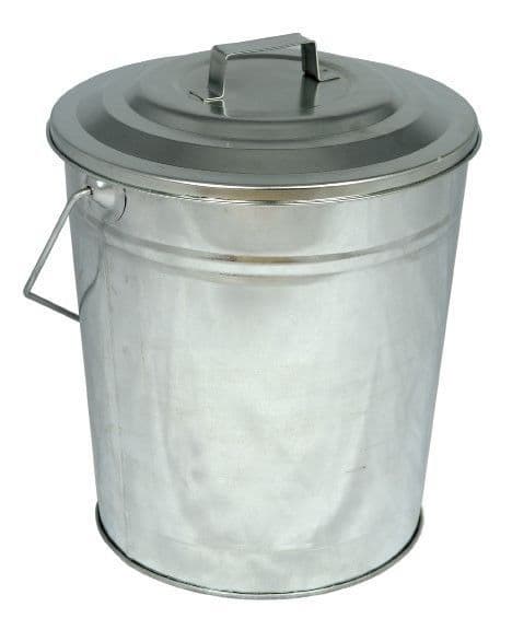 Galvanised coal tub with lid